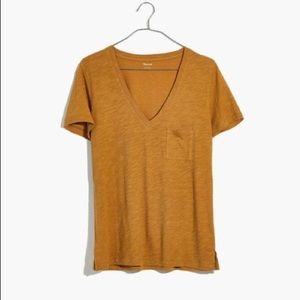 Madewell whisper cotton v neck tee XS gold